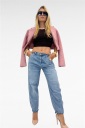 canotta crop costina bicolore